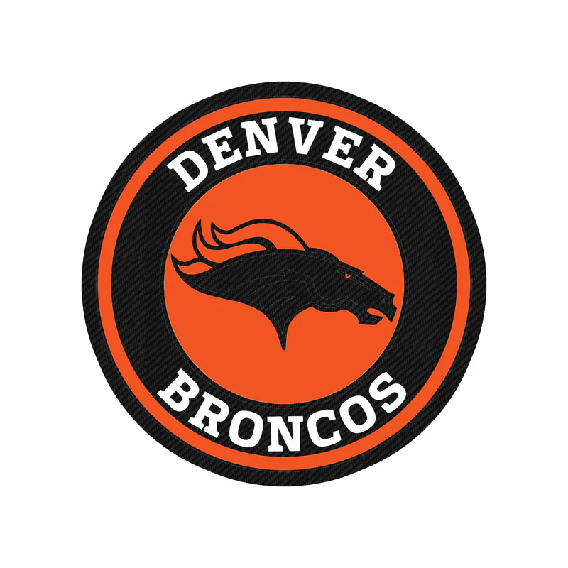 Denver Broncos - Circle With Blue - Carbon Fiber Vinyl Sticker - Custom Size