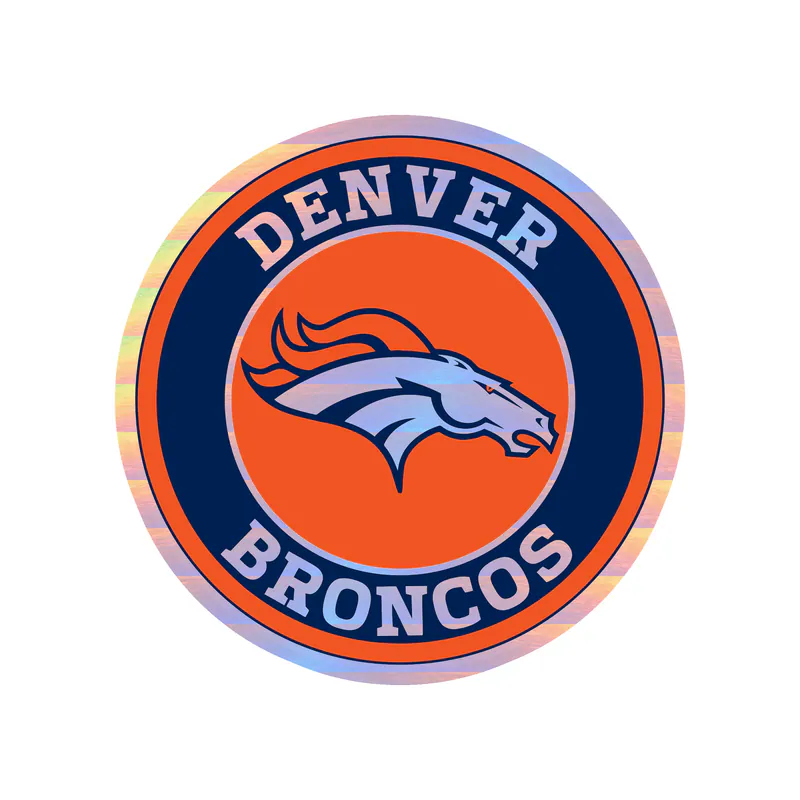 Denver Broncos - Circle With Blue - Holographic Vinyl Sticker - Custom Size