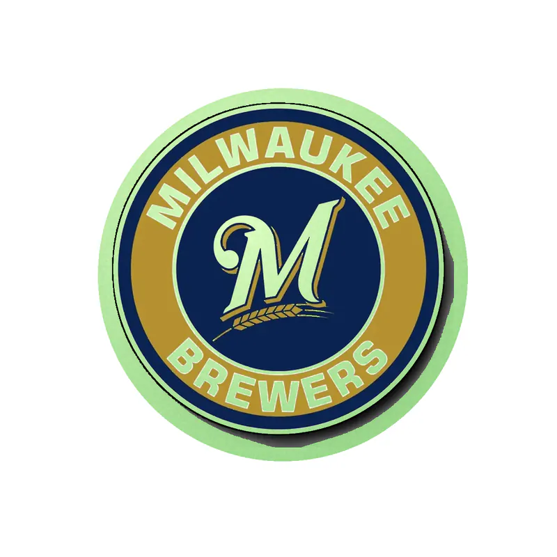 Milwaukee Brewers - Circle With Name and M - Glow in the Dark Vinyl Sticker - Custom Size