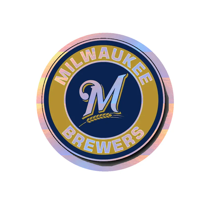 Milwaukee Brewers - Circle With Name and M - Holographic Vinyl Sticker - Custom Size