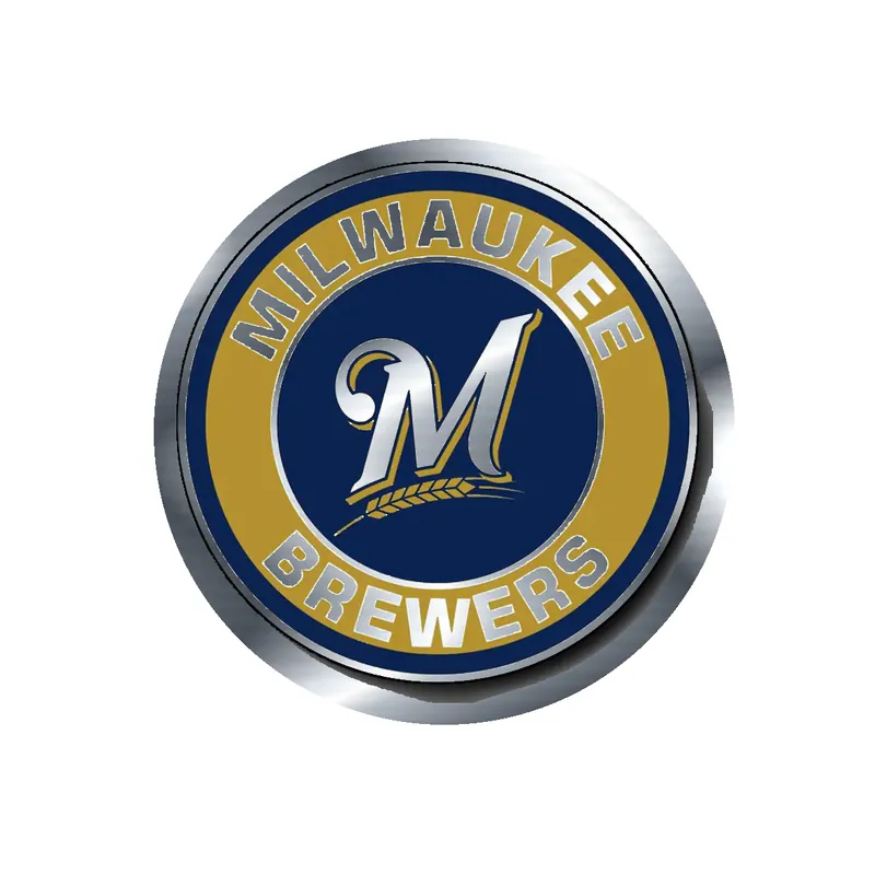 Milwaukee Brewers - Circle With Name and M - Silver Chrome Vinyl Sticker - Custom Size