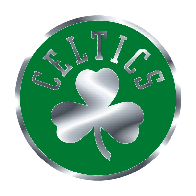 Boston Celtics - Green Circle With Clover - Image 1 - Silver Chrome Vinyl Sticker - Custom Size