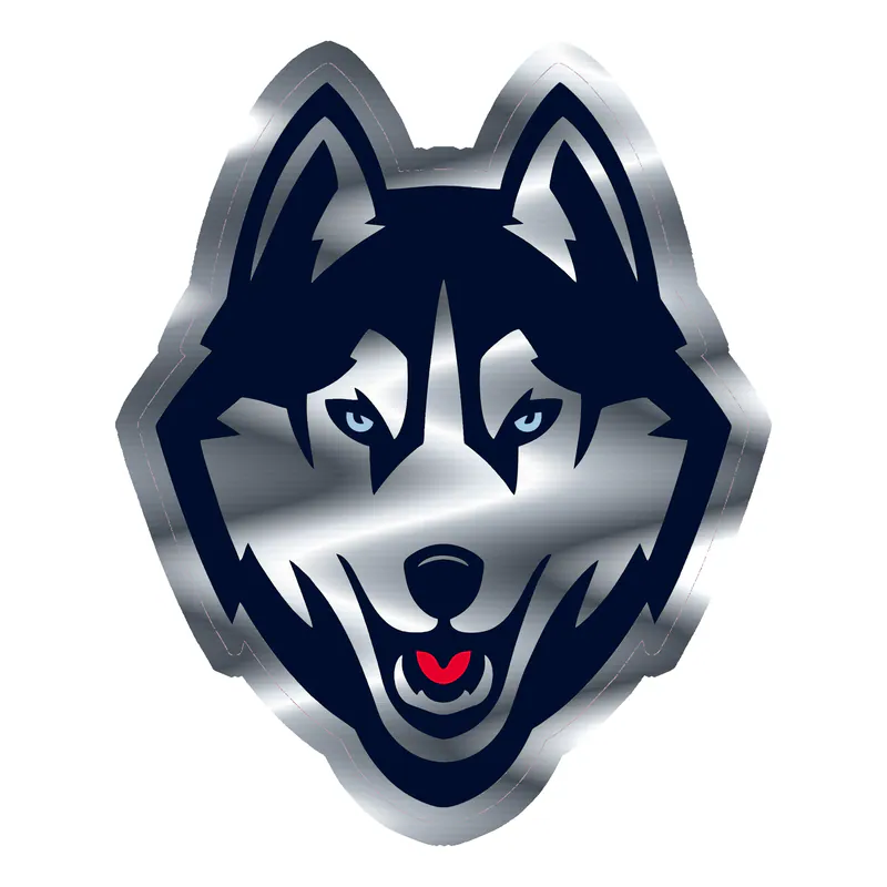 UConn - Head - Silver Chrome Vinyl Decal - Custom Size