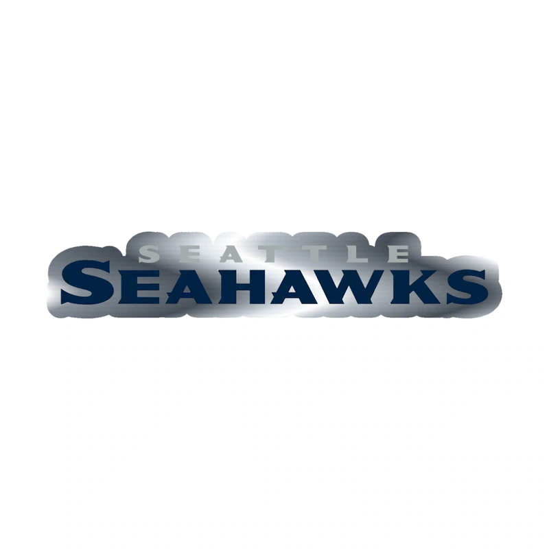 Seattle Seahawks Wordblock Silver Chrome Vinyl Sticker - Custom Size