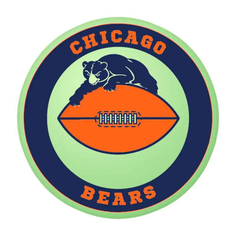 Chicago Bears - Circle Football with Bear - Glow in the Dark Vinyl Sticker - Custom Size