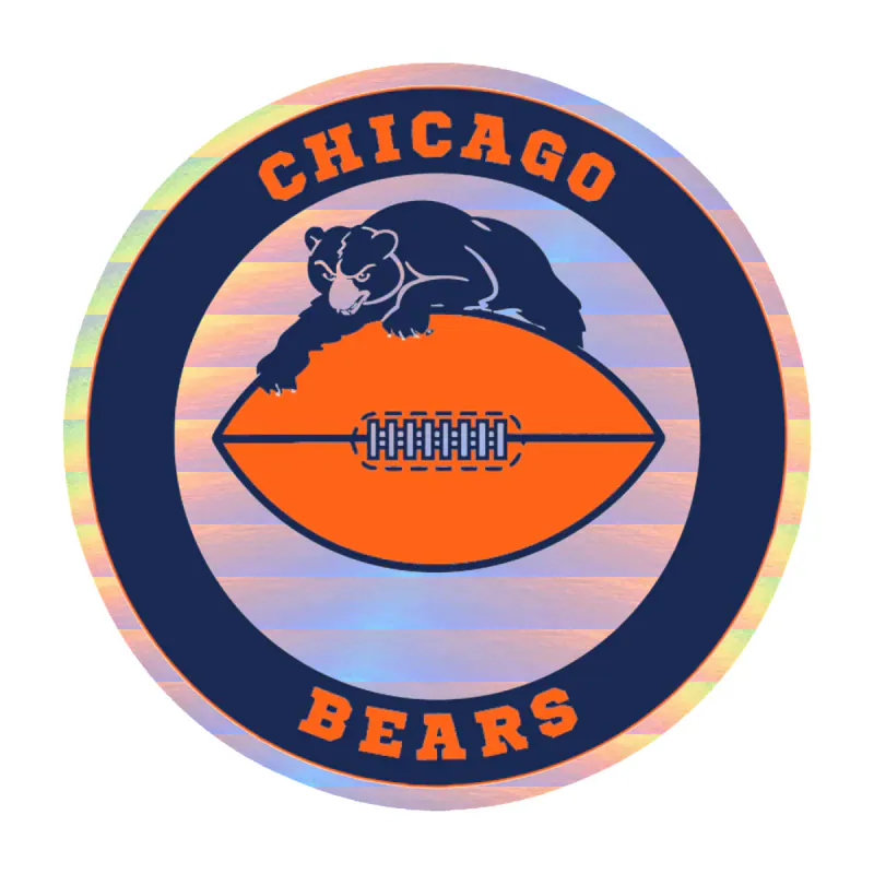 Chicago Bears - Circle Football with Bear - Holographic Vinyl Sticker - Custom Size