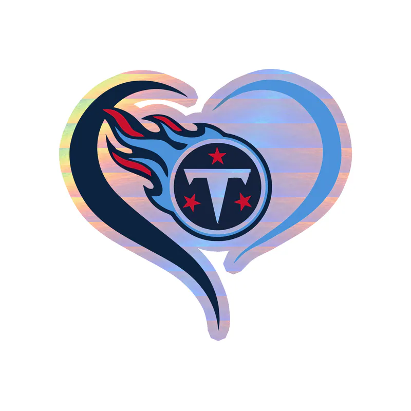Tennessee Titans - Heart - Holographic Vinyl Sticker - Custom Size