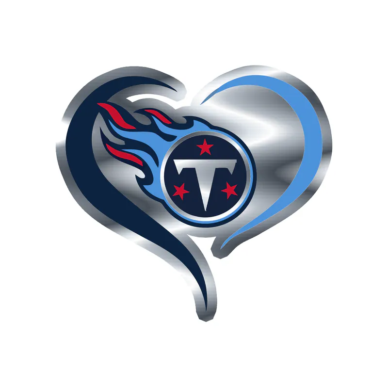 Tennessee Titans - Heart - Silver Chrome Vinyl Sticker - Custom Size
