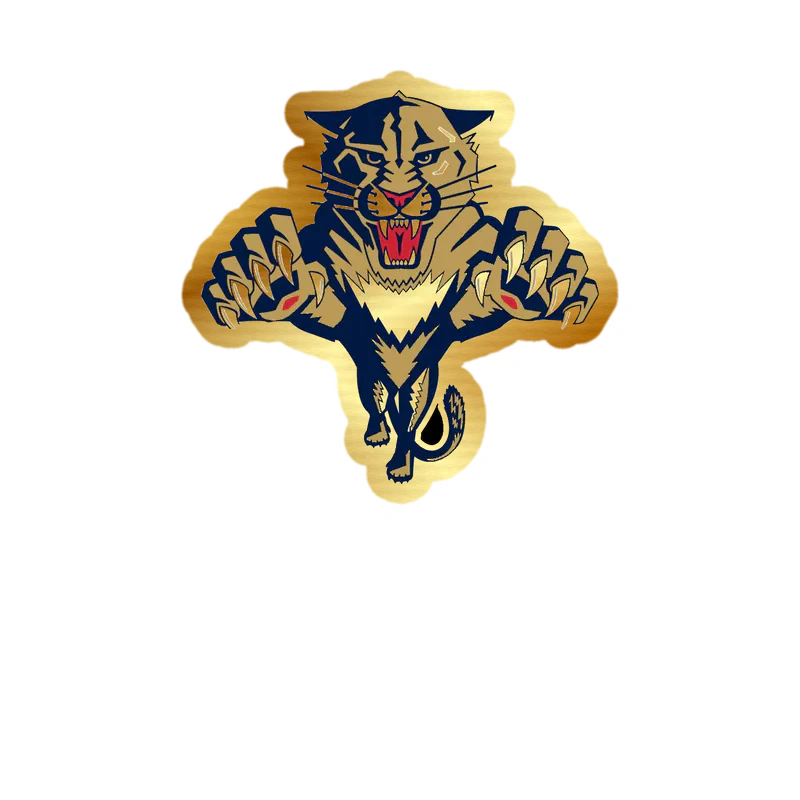 Florida Panthers - Lunging Panther - Gold Chrome Vinyl Sticker - Custom Size
