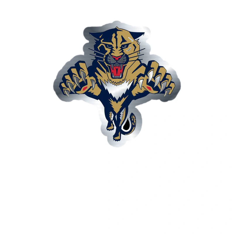 Florida Panthers - Lunging Panther - Silver Chrome Vinyl Sticker - Custom Size