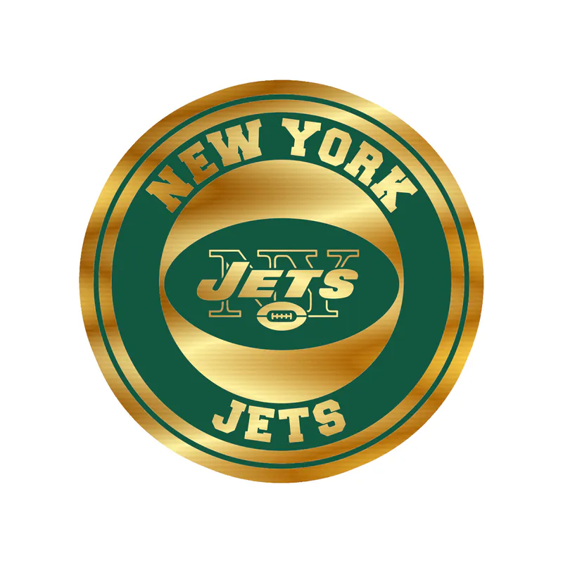New York Jets - Green And White Circle - Gold Chrome Vinyl Sticker - Custom Size