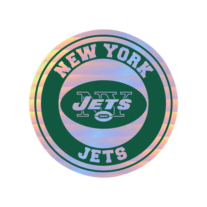 New York Jets - Green And White Circle - Holographic Vinyl Sticker - Custom Size