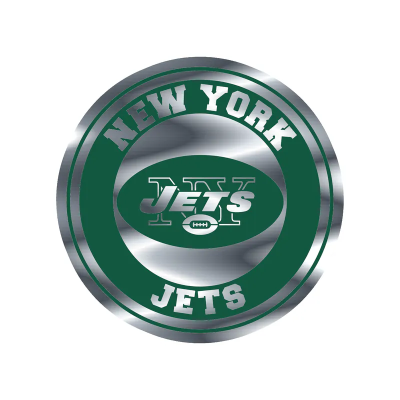 New York Jets - Green And White Circle - Silver Chrome Vinyl Sticker - Custom Size