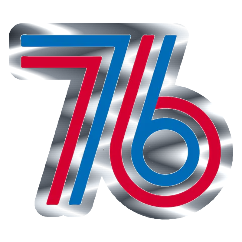 Philadelphia 76ers - Image 6 - Silver Chrome Vinyl Sticker - Custom Size