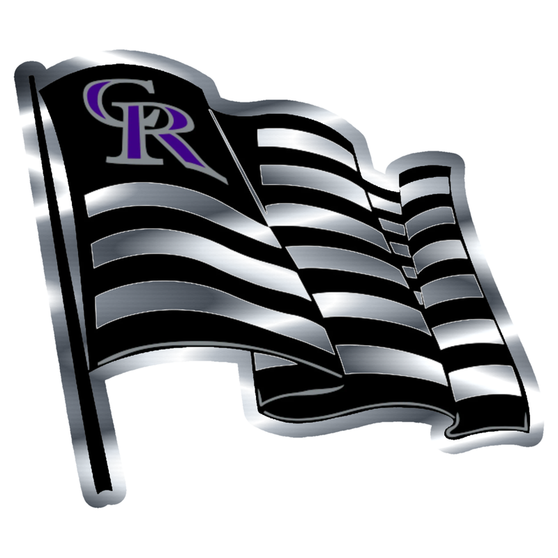 Colorado Rockies - Waving Flag - Silver Chrome Vinyl Sticker - Custom Size