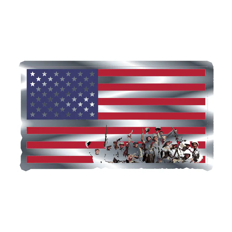 Iwo Jima Silver Chrome Vinyl Decal