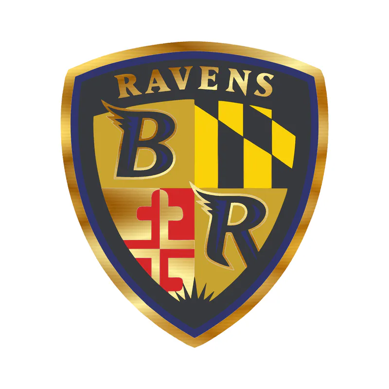 Baltimore Ravens - Shield - Gold Chrome Vinyl Sticker - Custom Size
