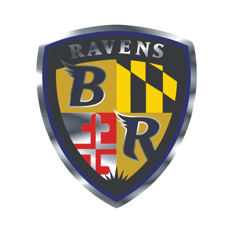 Baltimore Ravens - Shield - Silver Chrome Vinyl Sticker - Custom Size