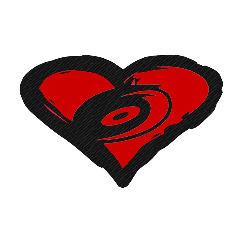 Carolina Hurricanes - Heart With Hurricane In Middle - Carbon Fiber Vinyl Sticker - Custom Size