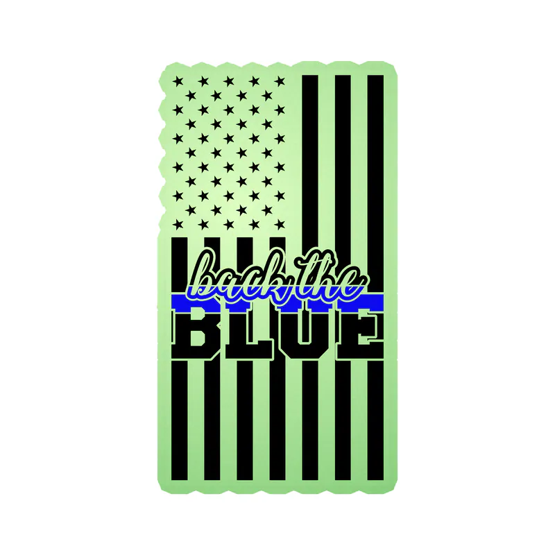 Back The Blue - Blue Line American Flag - Glow in the Dark Vinyl Decal - custom size