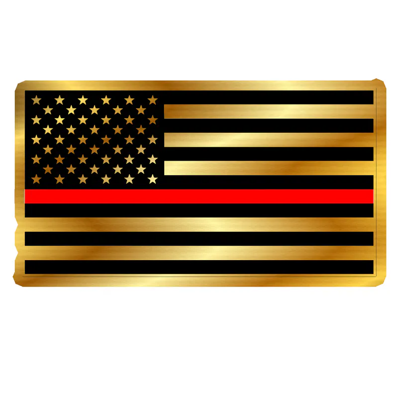Red Line American Flag Gold Chrome Vinyl Decal - custom size