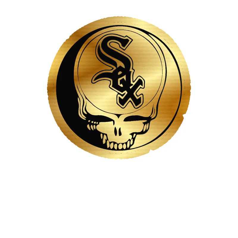 Chicago White Sox - Skull Circle - Gold Chrome Vinyl Sticker - Custom Size