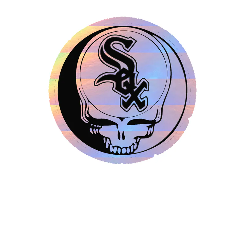Chicago White Sox - Skull Circle - Holographic Vinyl Sticker - Custom Size