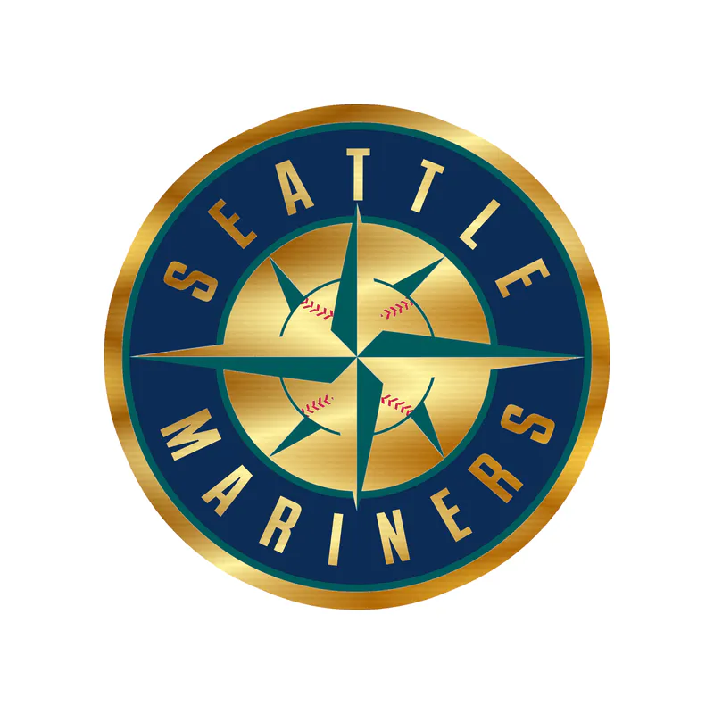 Seattle Mariners - Blue Circle - Gold Chrome Vinyl Sticker - Custom Size