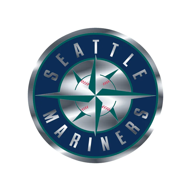 Seattle Mariners - Blue Circle - Silver Chrome Vinyl Sticker - Custom Size