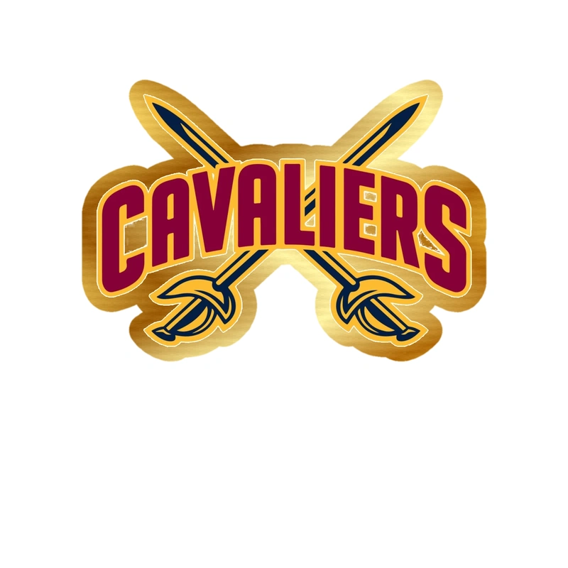 Cleveland Cavaliers - Cavaliers With Swords - Gold Chrome Vinyl Sticker - Custom Size