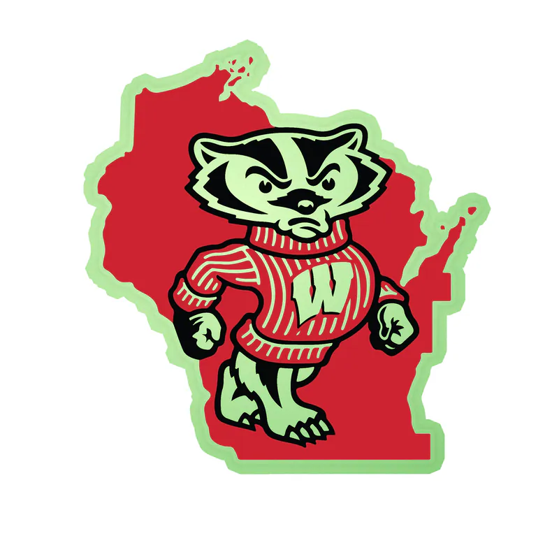 Wisconsin Badgers - Badger Inside State -Glow in the Dark Vinyl Decal - Custom Size
