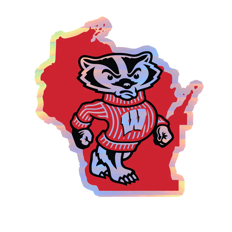 Wisconsin Badgers - Badger Inside State -Holographic Vinyl Decal - Custom Size