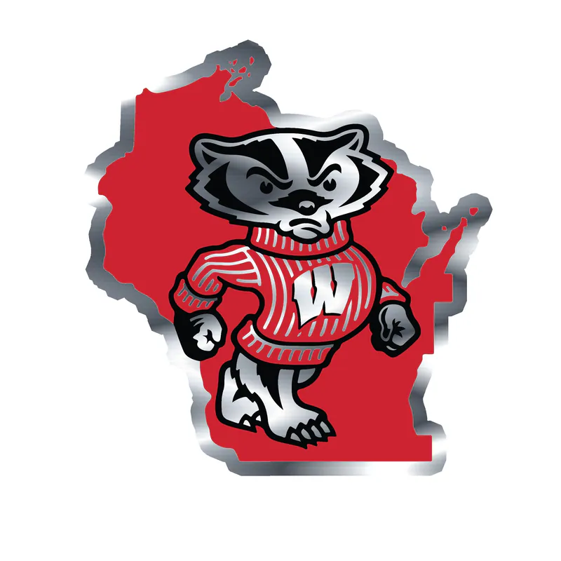Wisconsin Badgers - Badger Inside State -Silver Chrome Vinyl Decal - Custom Size