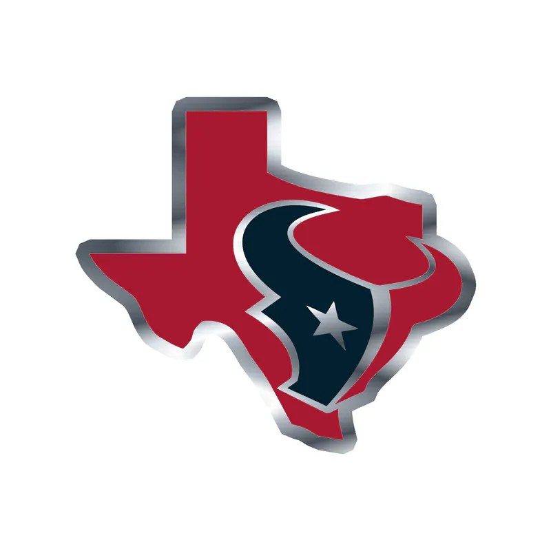Houston Texans - Red State - Silver Chrome Vinyl Sticker - Custom Size