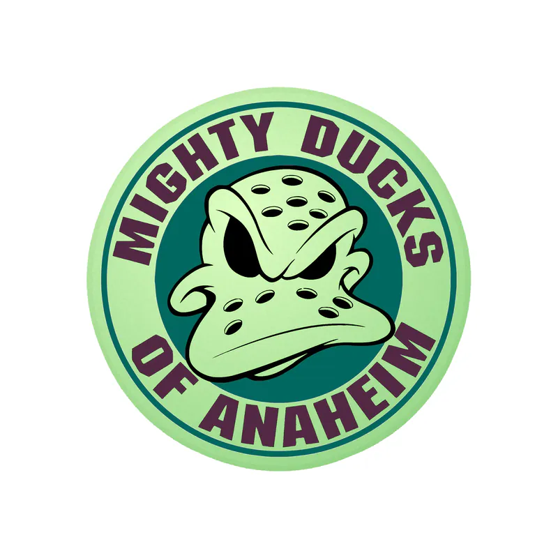 Anaheim Ducks - Green Circle With Name - Glow in the Dark Vinyl Sticker - Custom Size