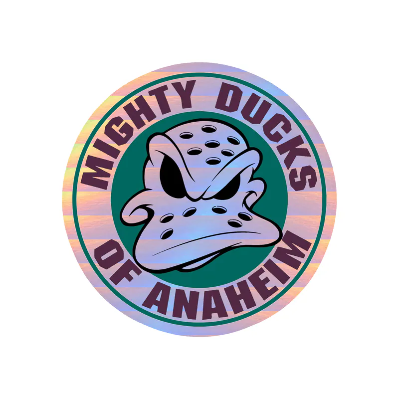 Anaheim Ducks - Green Circle With Name - Holographic Vinyl Sticker - Custom Size