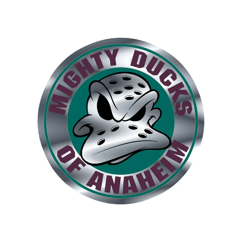 Anaheim Ducks - Green Circle With Name - Silver Chrome Vinyl Sticker - Custom Size