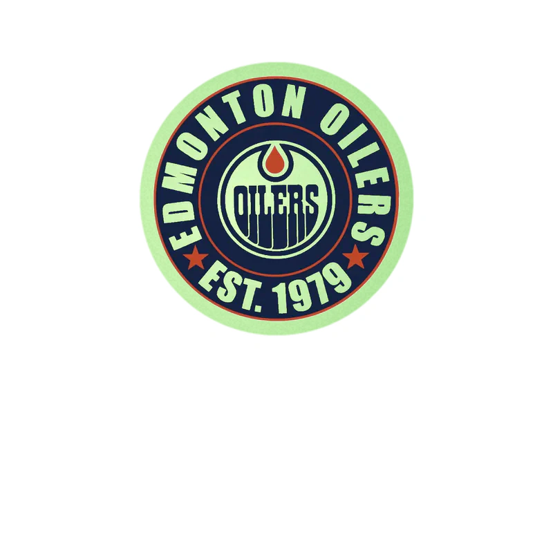 Edmonton Oilers - Circle With Name EST.1979 - Glow in the Dark Vinyl Sticker - Custom Size