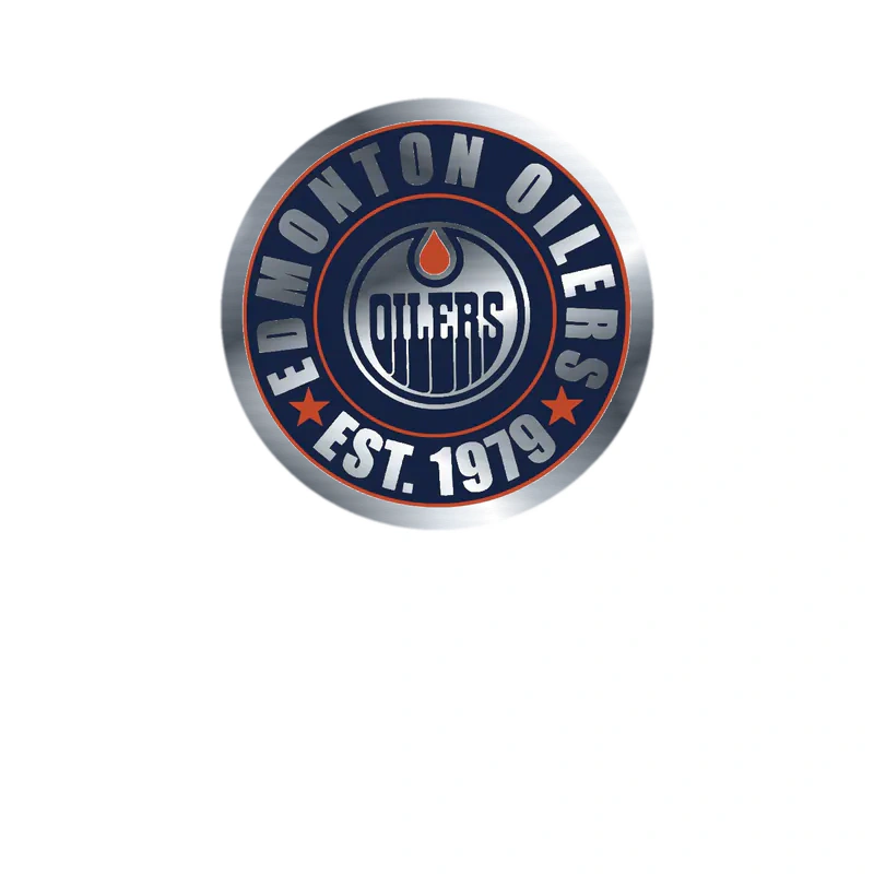 Edmonton Oilers - Circle With Name EST.1979 - Silver Chrome Vinyl Sticker - Custom Size
