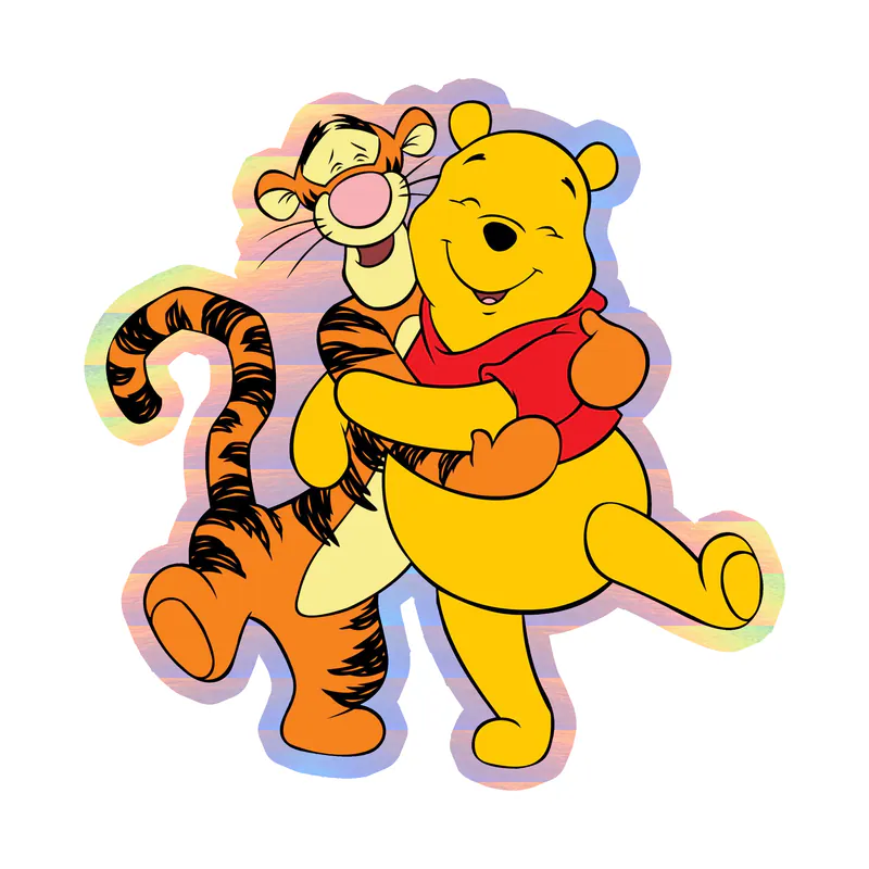 Winnie The Pooh - Pooh And Tigger - Holographic Vinyl Sticker - Custom Size
