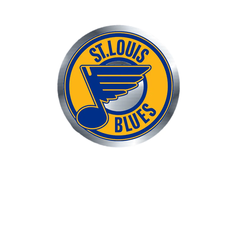 St Louis Blues - Circle With Name - Silver Chrome Vinyl Sticker - Custom Size