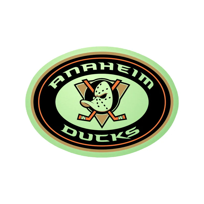 Anaheim Ducks - Oval With Name And Duck - Glow in the Dark Vinyl Sticker - Custom Size
