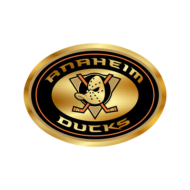 Anaheim Ducks - Oval With Name And Duck - Gold Chrome Vinyl Sticker - Custom Size