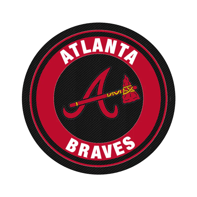 Atlanta Braves - Red and White Circle - Carbon Fiber Vinyl Sticker - Custom Size