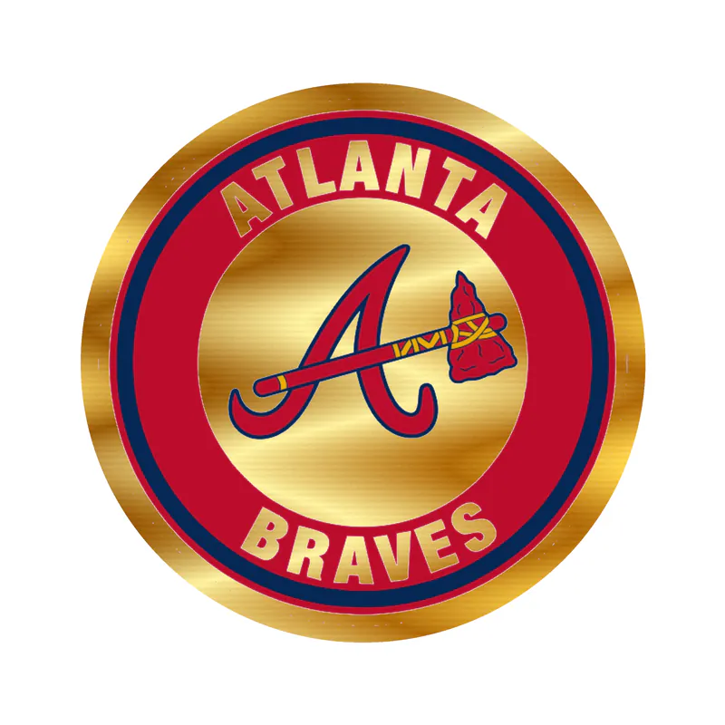 Atlanta Braves - Red and White Circle - Gold Chrome Vinyl Sticker - Custom Size