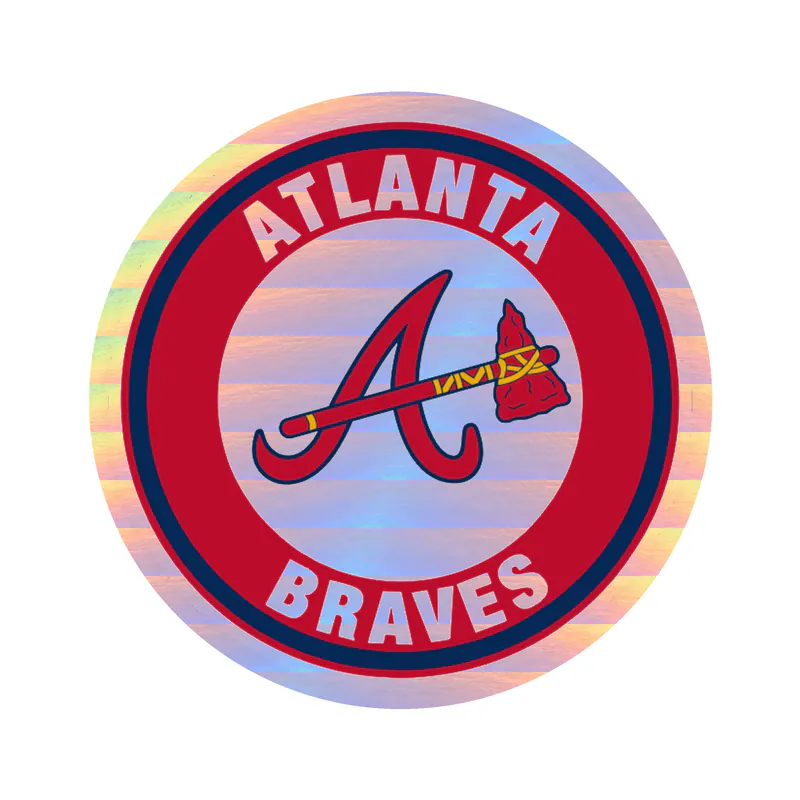 Atlanta Braves - Red and White Circle - Holographic Vinyl Sticker - Custom Size