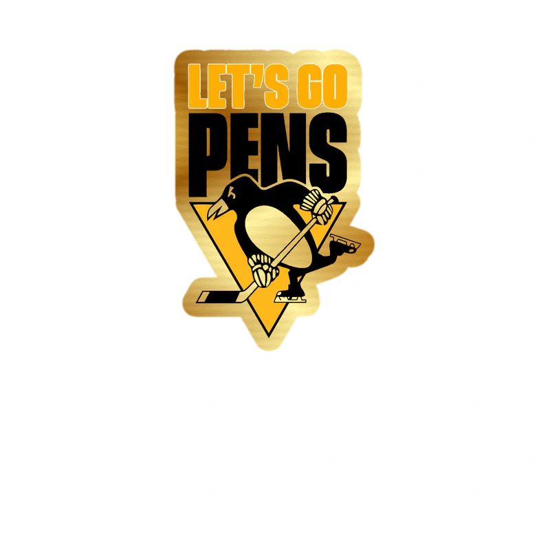 Pittsburgh Penguins - Let's Go Pens - Gold Chrome Vinyl Sticker - Custom Size