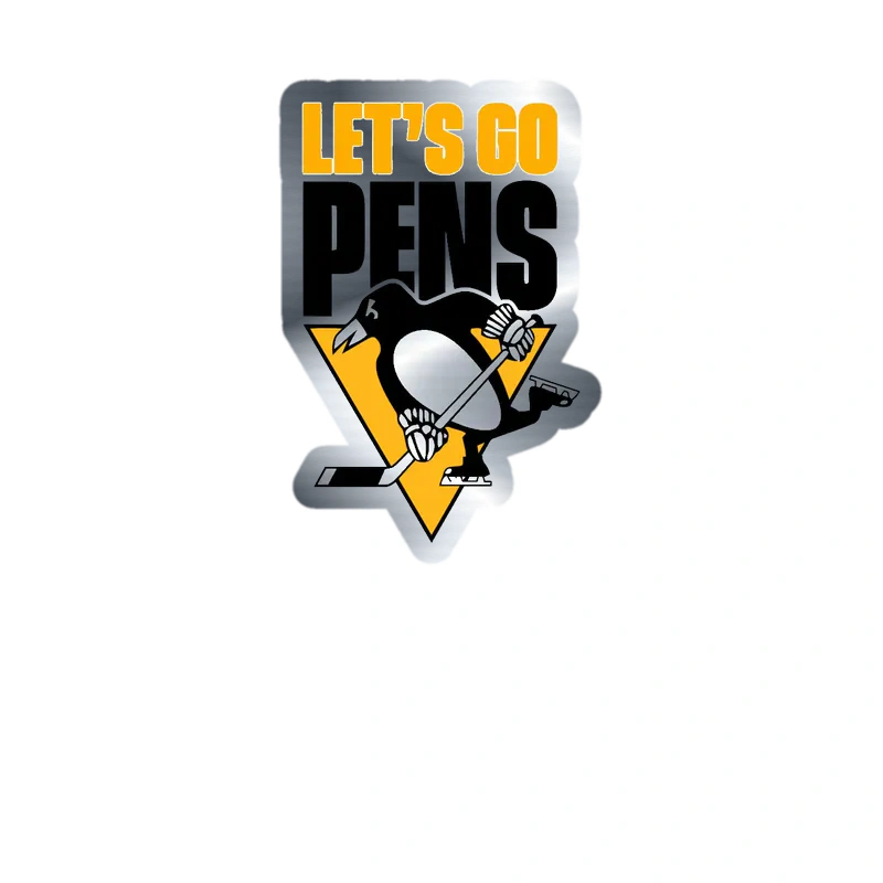 Pittsburgh Penguins - Let's Go Pens - Silver Chrome Vinyl Sticker - Custom Size