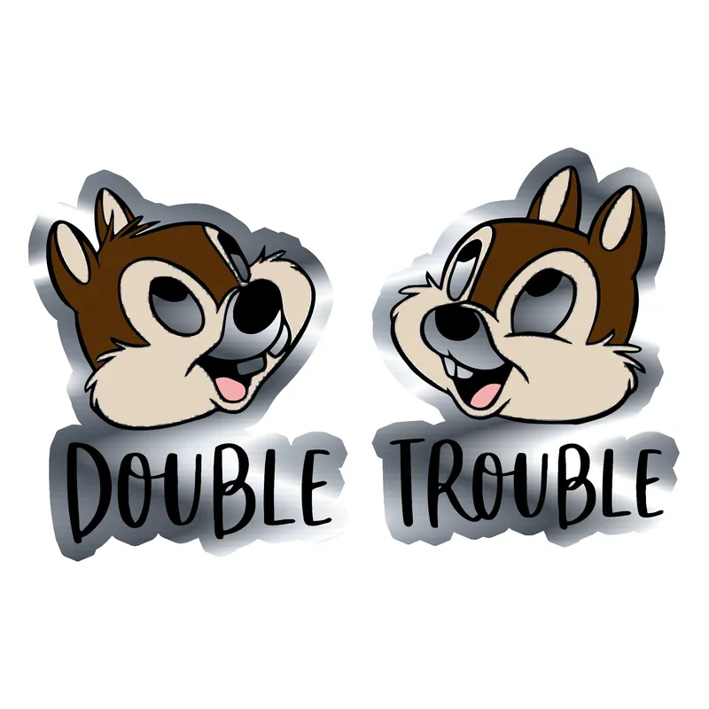 Chip and Dale Silver Chrome Vinyl Sticker - Custom Size