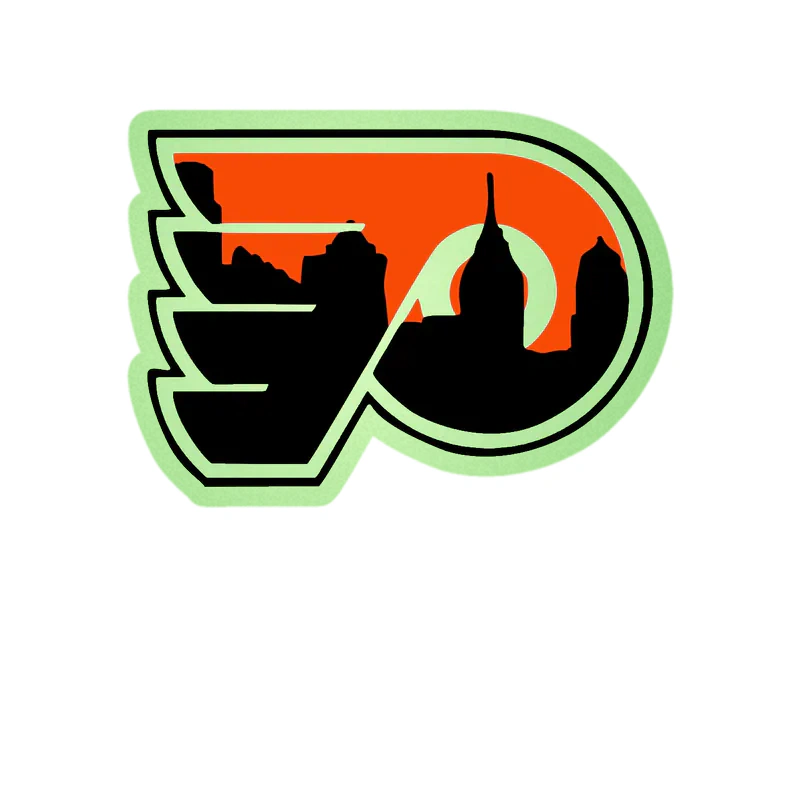 Philadelphia Flyers - P With Wings And City - Glow in the Dark Vinyl Sticker - Custom Size